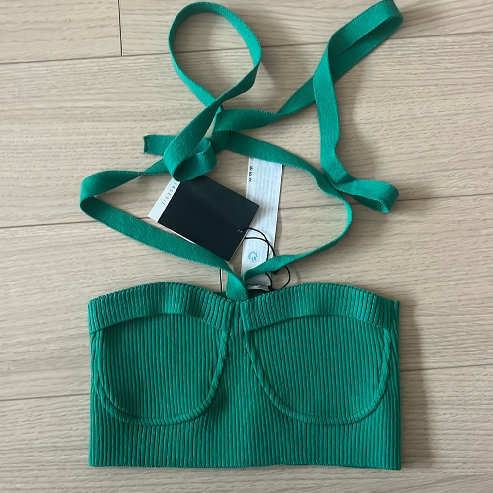 Zara Green Halter Wrap Top
